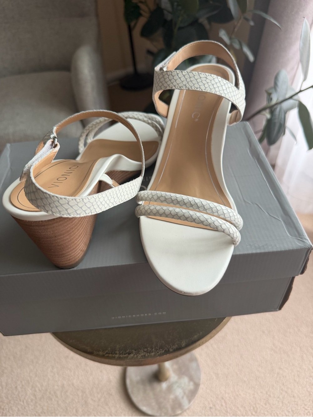 Vionic White Braided-Strap Heeled Sandals - Picture 7 of 8